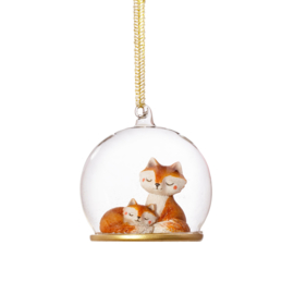 Sass & Belle Mum & Baby Fox Dome Bauble