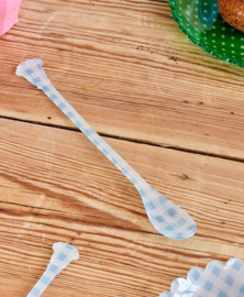 Rice Acryl Latte Spoon - Soft Blue Check