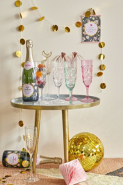 Rice Acrylic Champagne Glass with Swirly Embossed Detail - Clear