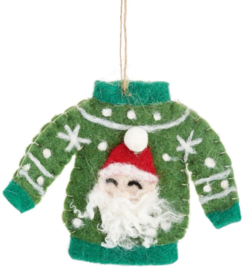 Sass & Belle Green Christmas Jumper Felt Decoration