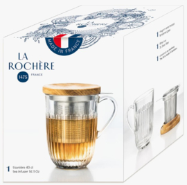 La Rochère Theeglas 360 ml - Ouessant met Theefilter & Uitlekbakje/Deksel -Honingbij-