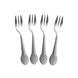Rice Stainless Steel Seashell Cake Fork - Silver - set van 4