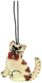 Meander Kat (mini) creme met vlinderstrik -vilt-