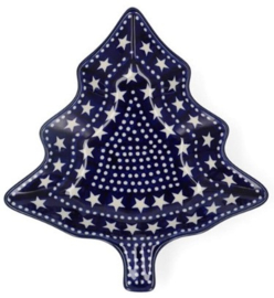 Bunzlau Tree Shaped Dish Blue Stars