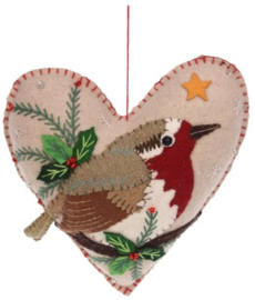 Meander Hart met Roodborstje -vilt-