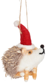 Sass & Belle Hedgehog with Santa Hat Felt Decoration