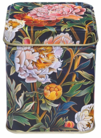 Arts & Crafts - Multi Coloured Flowers - Square Tin Caddy