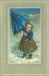 Meander Ansichtkaart Meisje in de Sneeuw