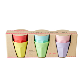 Rice Small Melamine Cup - Assorted 'Yippie Yippie Yeah' Colors - Set of 6