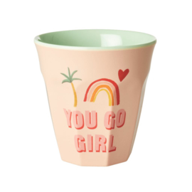 Rice Medium Melamine Cup with You go Girl Print