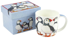 Emma Ball Mug with Gift Box - Puffins -mok met rond oor-