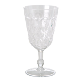 Rice Acrylic Wine Glass with Swirly Embossed Detail - Clear