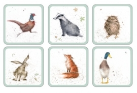 Wrendale Designs Coasters 'Country Set' Country Animal - Set of 6