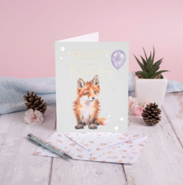 Wrendale Designs 'Pawty Time - Happy Birthday' Fox Birthday Card