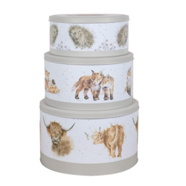 Wrendale Designs Set of 3 Cake Tins Country Animal -grey-