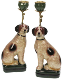 Meander Kandelaar Hond -messing & porselein-