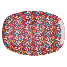 Rice Melamine Rectangular Plate - Poppies Print