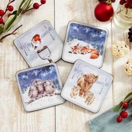 Wrendale Designs Coasters 'Winter Skies' Animal - Set of 4