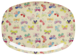 Rice Melamine Rectangular Plate - Butterfly Print