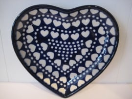 Bunzlau Heart Shape Dish Blue Valentine