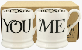 Emma Bridgewater Black Toast You & Me Set Of 2 1/2 Pint Mugs