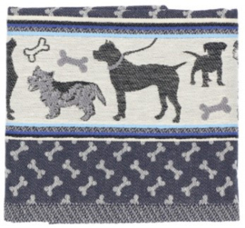 Bunzlau Tea Towel - Dog Dark Blue