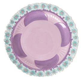 Rice Dinner Plate with Embossed Flower Design - Lavender