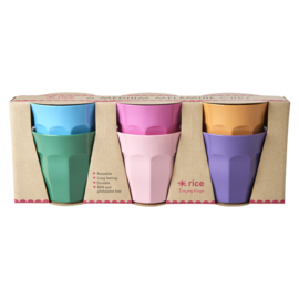 Rice Melamine Cup - 'La Joie de Vivre' Colors - 250 ml - Set van 6