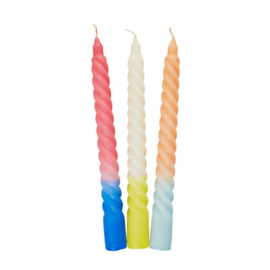 Rice Twisted Two Tone Candle Coral - Blue