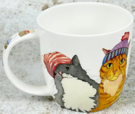 Emma Ball Mug with Gift Box - Cats in Hats -mok met rond oor-