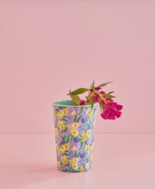 Rice Tall Melamine Cup - Fancy Pansy Print