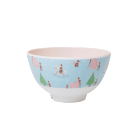 Rice Small Melamine Bowl - Xmas Elf Print