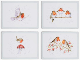 Wrendale Designs Placemats 'Festive Friends' Robin - Set of 4 -large size-