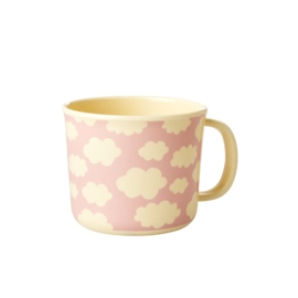 Rice Melamine Baby Cup with Cloud Print - Pink