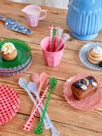 Rice Acrylic  Cake Plate - Green Dots