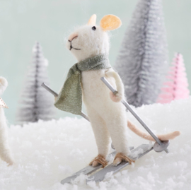 Sass & Belle Felt Mouse with Christmas Tree Decoration, Vilten dieren