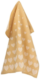 Bunzlau Tea Towel Hearts Yellow