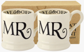 Emma Bridgewater Black Toast - 'Mr & Mr' Set of 2 1/2 Pint Mugs Boxed