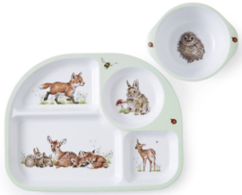 Wrendale Designs Melamine Divided Plate & Bowl - Little Wren - 2 piece Set in Giftbox