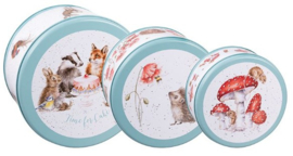 Wrendale Designs Set of 3 Cake Tins 'The Country Set' Country Animal -teal-