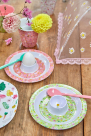 Rice Melamine Egg Cup with Spring Flower Print - Green