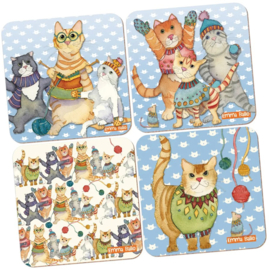 Emma Ball Coasters - Kittens In Mittens - set of 4
