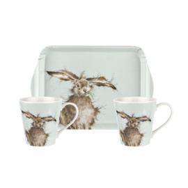 Wrendale Designs 'Hare-Brained' Hare Two Mug & Tray Set