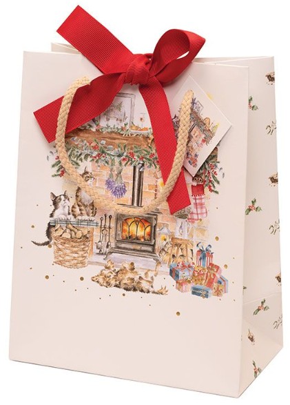 Wrendale Designs Gift Bag - Medium 'By the Fireside' dog & cat