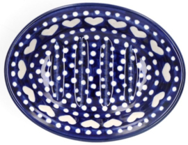 Bunzlau Soap Dish Oval Blue Valentine