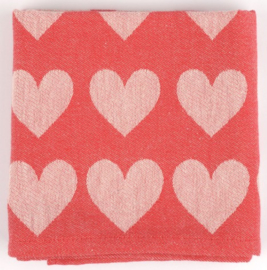 Bunzlau Tea Towel - Hearts Red