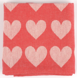 Bunzlau Tea Towel Hearts Red