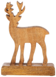 Sass & Belle Natural Wood Standing Deer Decoration - 21 cm hoog