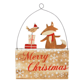 Sass & Belle Christmas Decoration Merry Christmas Fox, Robin and Presents Plaque