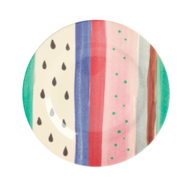 Rice Melamine Side Plate with Louise's Stripe Print -bord met rand-